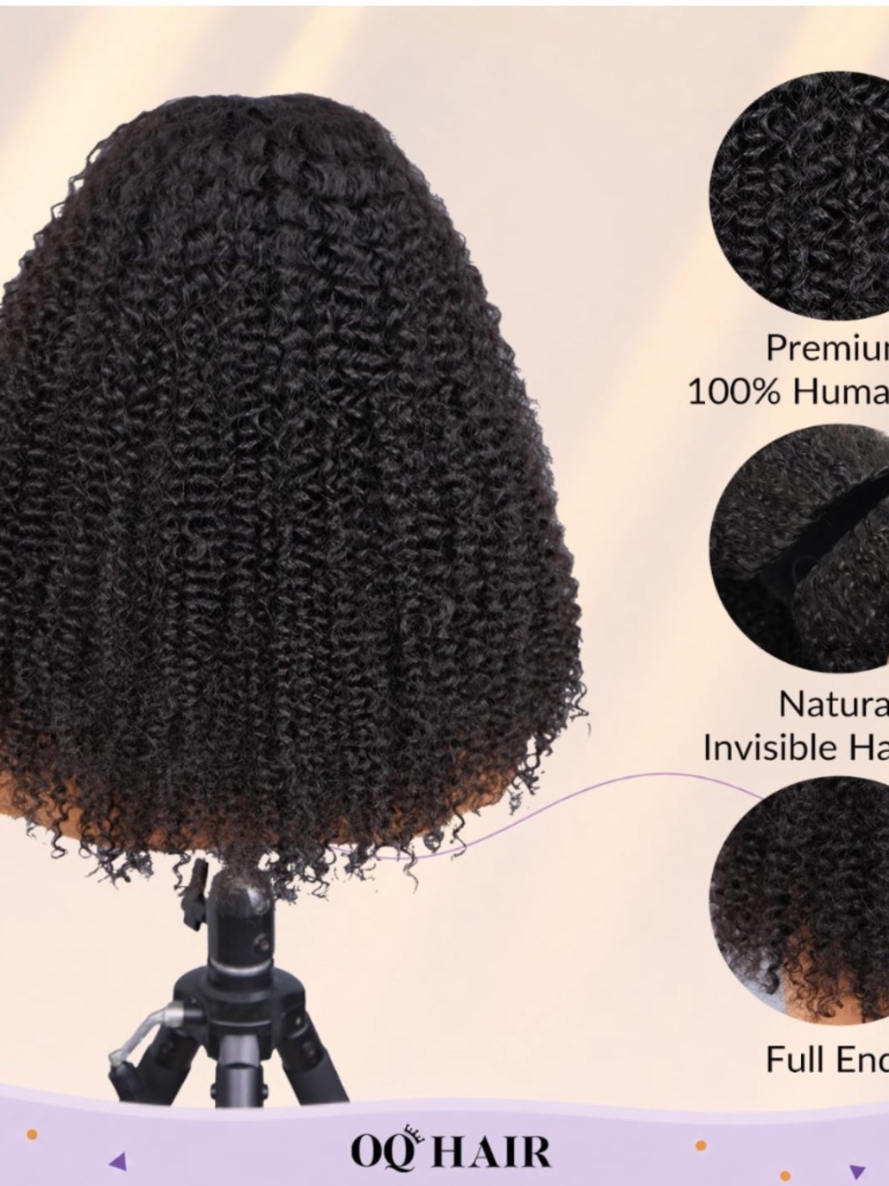 NIB 20" Human Hair Kinky-Curly V-Wig - Picture 3 of 12